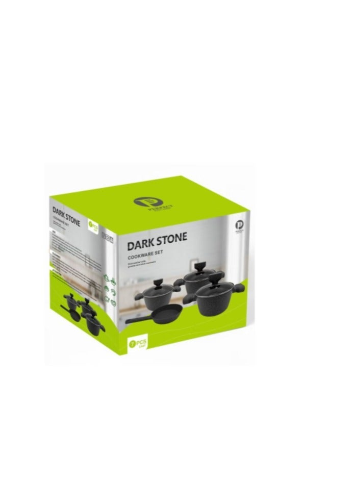 بيرفكت كيتشن طقم قدور جرانيت بسطح غير قابل للإلتصاق بمقابض من الباكليت و أغطية زجاجية مقاومة للحرارة مكون من 7 قطع رمادي فاتح - Image 3